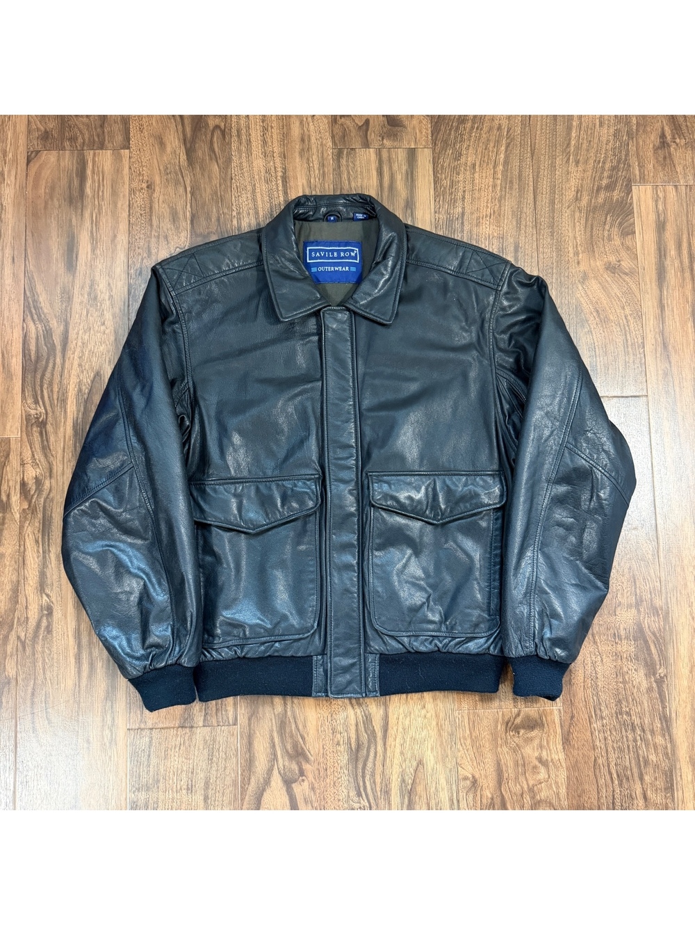 Vintage A-2 Leather Bomber Flight Jacket Savile Row Mens M Aviator Military